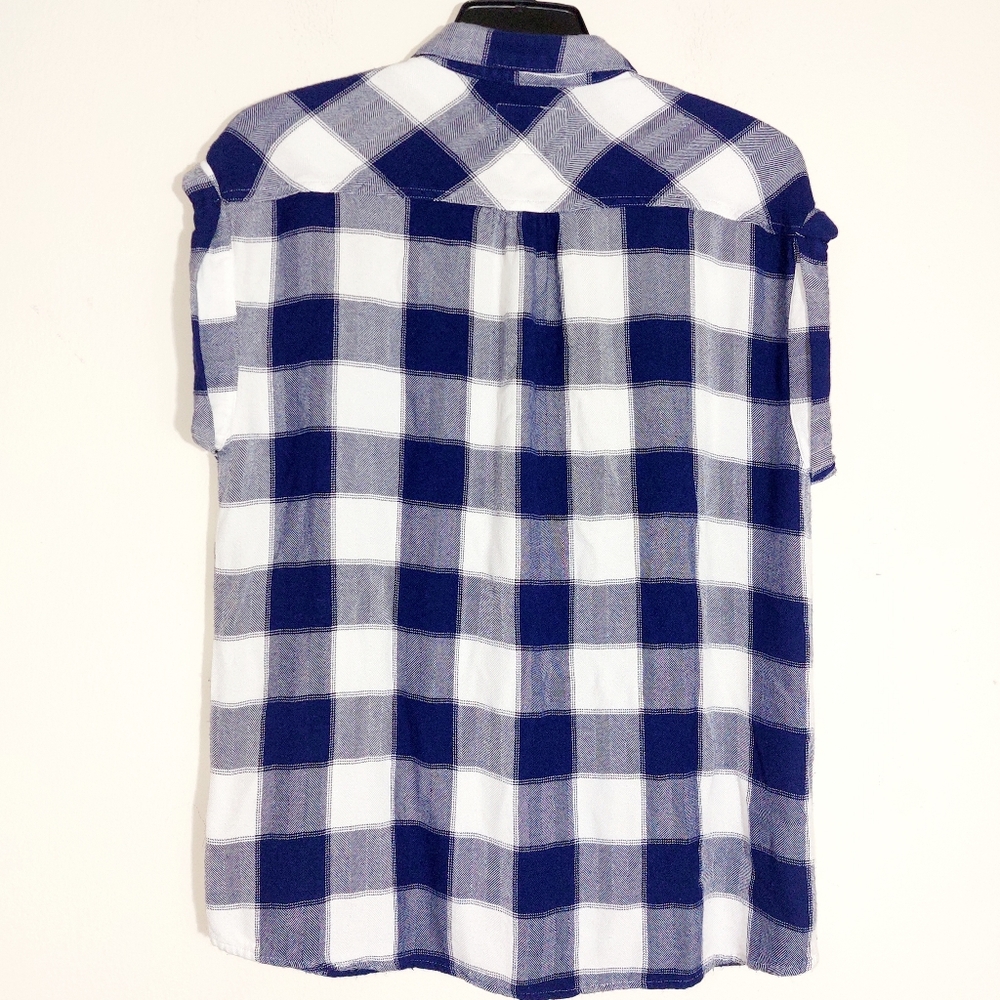 Rails Women's Britt Rolled Sleeve Button Down Plaid Shirt Blue/White Size Medium - Picture 10 of 15